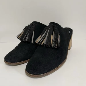 Toms Evelyn Mule Suede Clogs Shoes Woman’s 12 Black Chunky Heel Casual Classic - Picture 1 of 8