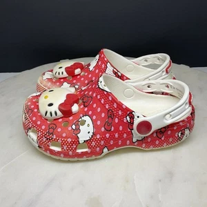 Crocs Classic Clogs Girls 12 Hello Kitty Red Slip On Shoes Iconic Comfort 210576 - Picture 1 of 12