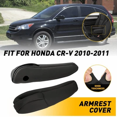 2Pcs For Honda CR-V 2010-2011 Black Front Seat Armrest Cover Driver & Passenger - Image 1 of 4