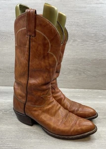 Tony Lama Men’s 9B Tan Brown Leather Western Cowboy Boots Style 5084 Made in USA - Picture 1 of 13
