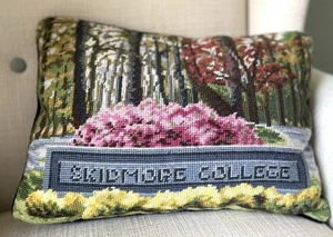 Skidmore College - Nadelspitze Dekokissen - Blumen Hintergrund - 16,5 x 12" - Bild 1 von 7