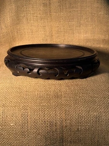 Large Vintage Chinese Carved Rosewood Wooden Display Stand 9" #C -Ships from USA - Picture 1 of 4