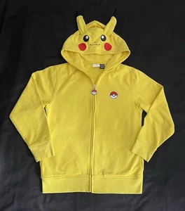 Pokemon Pikachu Hoodie Full Zip Fleece Kids / Youth Medium Cosplay Wired Ears - Picture 1 of 12