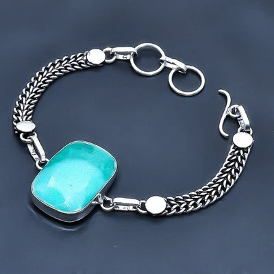 Pulsera de joyería de piedras preciosas hecha a mano de esmeralda 7-8" C368 Foto 1 de 3