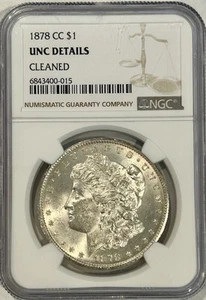 1878-CC Morgan Silver Dollar NGC UNC Details Cleaned – Carson City Mint 1st Year - Picture 1 of 11
