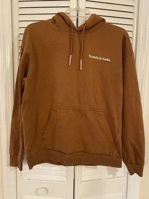 Scotch & Soda Orange Brown Hoodie Midweight Unisex Sz M Organic Cotton Fall - Image 1 of 4
