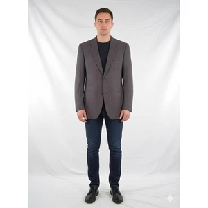 Lebole Giacca Uomo Grigio L Lana Vergine Pura Made In Italy Blazer 2 Bottoni - Picture 1 of 15