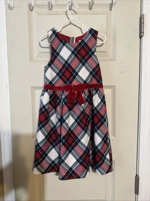 Vestido a cuadros de vacaciones H&M para niños talla 5-6 de franela suave con un sedoso incorporado Foto 1 de 4