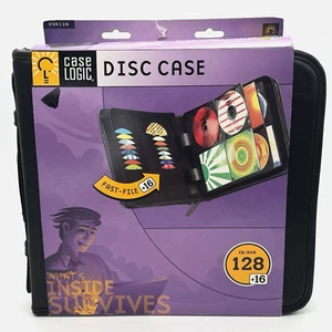 Case Logic CD DVD Case Wallet Folder 128-Discs Large Black Leather Great Shape - Picture 1 of 7
