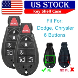 2x Keyless Remote Key Fob Case Shell For 2008-2020 Dodge Grand Caravan 6 Button - Picture 1 of 12