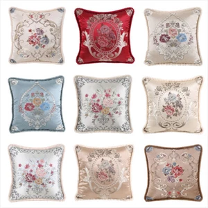 European Style Cushion Cover Home Office Floral Embroidery Throw Pillow Case - Picture 1 of 21