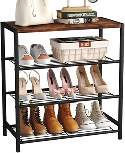 Shoe Rack, 4 Tier Shoe Organizer Storage for Closet Entryway, Narrow Slim Metal - Picture 1 of 12