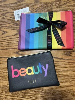 Lote de 2 Nuevas Bolsas de Maquillaje Elle Arco Iris Bolso de Cosméticos Cremallera Orgullo Foto 1 de 4