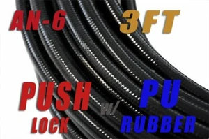 AN6 AN-6 6AN 7/16" 11mm Push Lock Loc Fuel Hose Pipe Line 3ft Black - Picture 1 of 1