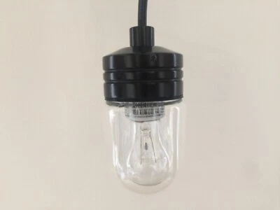 WEST ELM Industrial Black Metal Plug-in Pendant Light New - Image 1 of 4