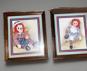 pair of Raggedy Ann & Andy framed pictures By Ava Freeman 13x11 - Picture 1 of 8