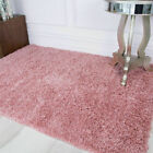 New Non Shed Soft Blush Pink Shaggy Rugs Warm Fluffy Cosy Plain Living Room Rugs