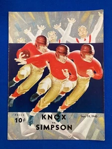 RARE 1940 KNOX vs. SIMPSON College Football Program Sept. 28 1940 - Picture 1 of 4
