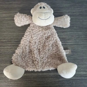 Manta de seguridad de felpa plana marrón Demdaco Monkey Lovey Sonajero 12" Baby Lovie - Imagen 1 de 4