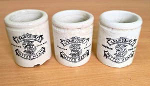 Sainsburys Topf Fleisch Paste Topf Glas x 3 Vintage Antik Druckware - Bild 1 von 9