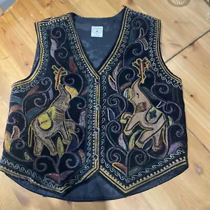 Vintage Brooks Brothers Waistcoat Vest Boho Unisex Large Button Front 1990's - Picture 1 of 20