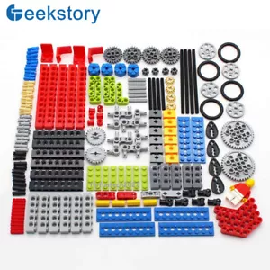 MOC Technic Part 182PCS Gear and Axle Set Perforated Bricks Wheel Shaft Tire set - Picture 1 of 1