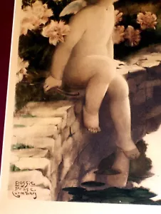 Peage Gutmann "La farfalla" e cherubino dai capelli biondi, originale anni '10, stampa vintage - Foto 1 di 12