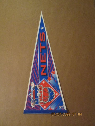 NBA New Jersey Nets Vintage Defunct Circa 1990's Team Logo Stars Pennant Cover