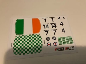 Scalextric/Slotcar Mini hoja de calcomanías precortadas para C7 y C122 Irlanda, Eire, Irlanda - Imagen 1 de 3