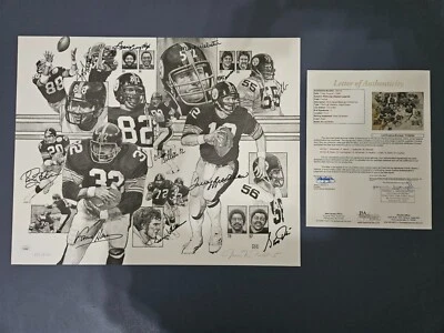 匹兹堡钢人队 - 签名 20x16 B&W 素描 #125/400 - JSA LOA - 11 传奇 — 第 1/4 张图片