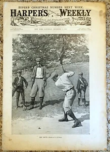 1897 GOLF SWING ARTWORK HARPER'S WEEKLY +NEW YORK PUBLIC LIBRARY PLAN 5th AVENUE - Picture 1 of 2