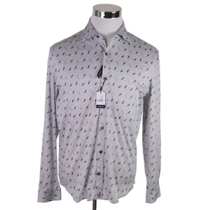 NEW Johnnie O Featherweight Ruskin Mens Shirt S Grey Feathers 100% Cotton $168 - Picture 1 of 12