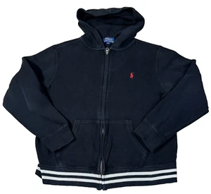 Ralph Lauren Boys Youth Large (14-16) Full Zip Long Sleeve Black Hoodie Red Pony - Picture 1 of 8