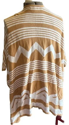 Mossimo Poncho Open Front Draped Aztec Southwestern Knit Cardigan Tan White L/XL - Image 1 of 2