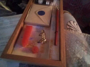 Beautiful Complete Pen,Seal,Ink & Stationery Set in Presentation Box NEW - Picture 1 of 8