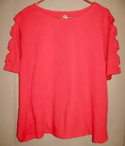 RUBY RD Women's Pullover Shirt Top Cross Cutout Sleeves 100% Cotton Size X-Large - Picture 1 of 7