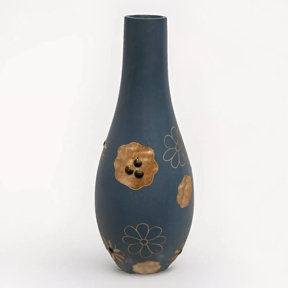 Jarrón de madera flor mango tallado hecho a mano Tailandia decoración del hogar - 4,5" x 12" Foto 1 de 4