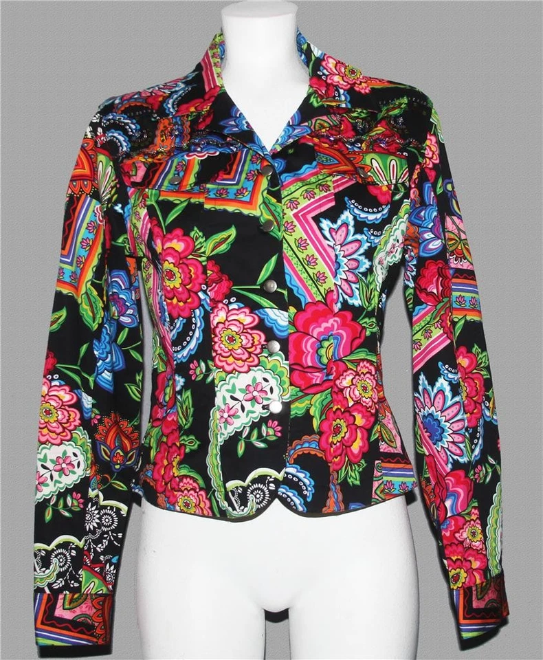 Blazer JENDO Colorido Jacobino Cachemira Floral Cuentas Lentejuelas 4 Pkt Ajustado Para Mujer M? Foto 1 de 1