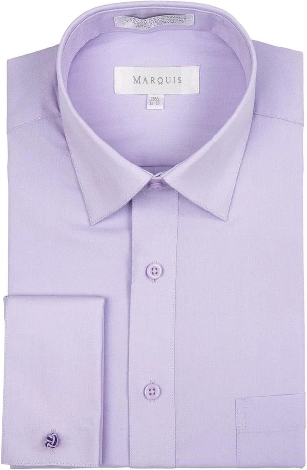 Camisa de vestir para hombre Marquis calce regular puño francés mezcla de algodón lisa Foto 1 de 1