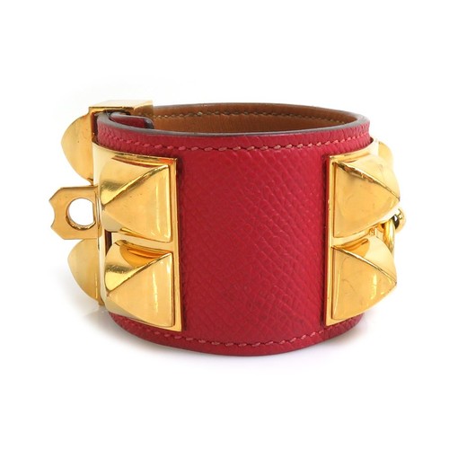 HERMÈS HERMES Bracciale Braccialetto Collier de Chien Epsom Metallo Oro Unisex Accessori