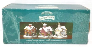 JOHNSON BROS Brothers Friendly Village S/3 Handpainted Village Ornaments NIB*HTF - Picture 1 of 14