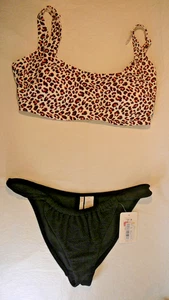 Coco Reef Swim Bikini 36D NWT Set Underwire Top Cheetah Mahagony XL Bini Bottom - Picture 1 of 13
