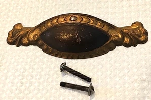 Antique Art Deco Pressed Steel Bin Drawer Pull 5.25" long ~ 4" Center - Picture 1 of 2