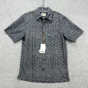 Quicksilver Waterman Shirt Mens Small Gray Hawaiian Tropical Aztec Tribal NEW - Picture 1 of 8