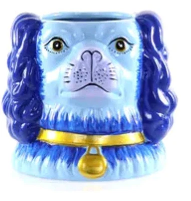 Jarrón Staffordshire Reproducción Cabeza de Perro Azul - Colección Body Foster - 4"H Foto 1 de 4