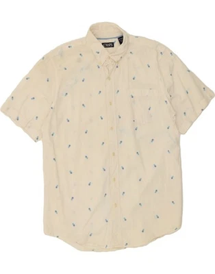 CHAPS Mens Abstract Pattern Short Sleeve Shirt XL White Cotton BB08 - Image 1 of 4