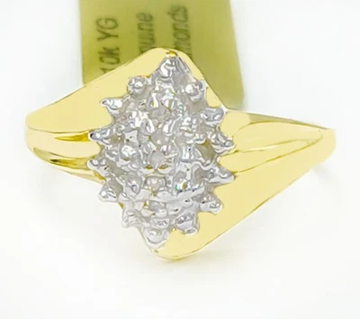 GENUINE DIAMOND COCKTAIL RING 10K YELLOW GOLD - Free Appraisal - NWT - Image 1 of 4