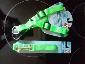 GREEN Dog PUPPY LARGE Harness & Extra Large Leash (Adjustable) FAST SHIPPING - Picture 1 of 1