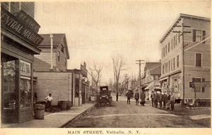 Cartolina Valhalla NY New York Main Street Central Market Contea di Westchester - Foto 1 di 3
