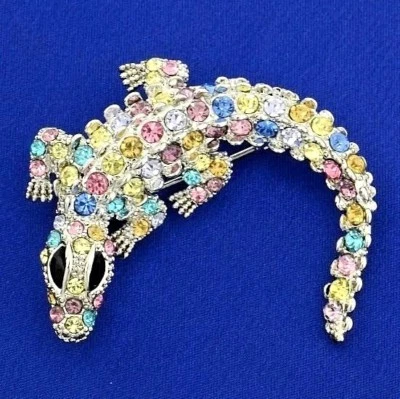 鳄鱼鳄鱼鳄鱼胸针施华洛世奇水晶多色胸针 — 第 1/4 张图片